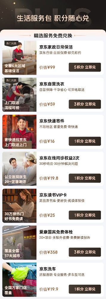 积分可免费兑换家政、洗衣洗鞋等生活服务OG真人平台京东PLUS会员全面升级(图1)